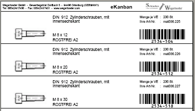 eKanban Barcode-Katalog